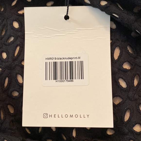 HELLO MOLLY Black/Nude Pattern Mini Dress, Puff Sleeve, Size Medium, US 6, AU 10 - Picture 3 of 3